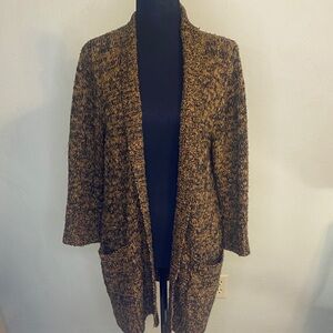 Joan Rivers Black and Caramel Popcorn Knit Sweater Cardigan